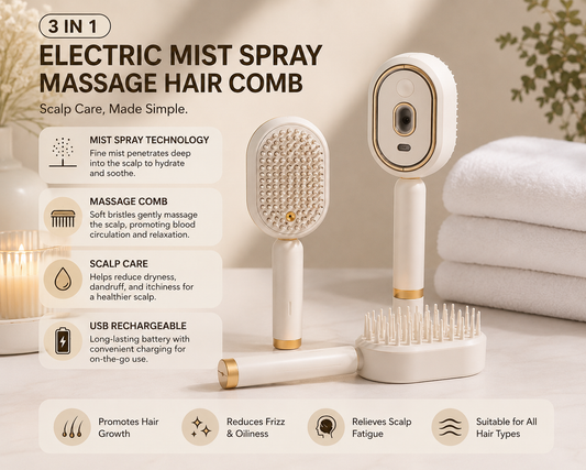 Electric Mist Spray Massage Hair Comb with Essential Oil Atomization