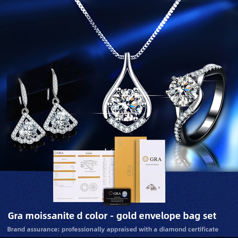 Luxury Sterling Silver Jewelry Set ? Necklace, Ring & Earrings